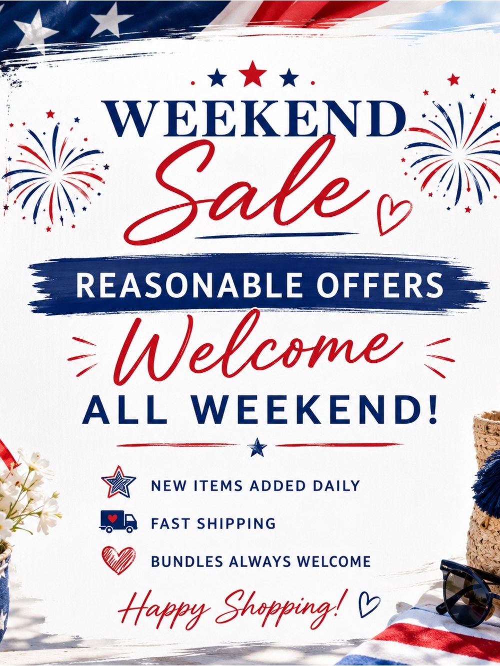 4th of July sale 🎆🧨Reasonable Offers Accepted Through Sunday!